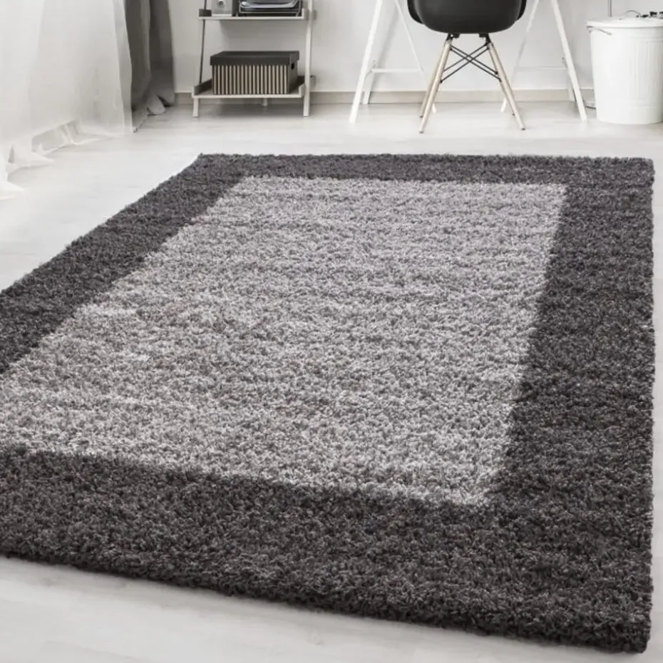 Basic Shaggy Kader vloerkleed Grijs Hoogpolig - 200x290 CM
