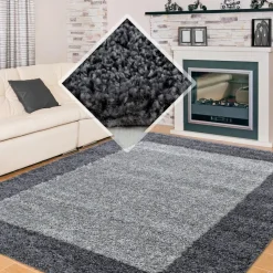 Basic Shaggy Kader vloerkleed Grijs Hoogpolig - 200x290 CM