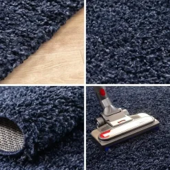 Basic Shaggy vloerkleed Donker Blauw Hoogpolig - 140x200 CM
