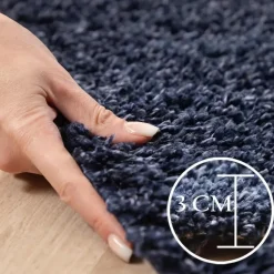 Basic Shaggy vloerkleed Donker Blauw Hoogpolig - 140x200 CM