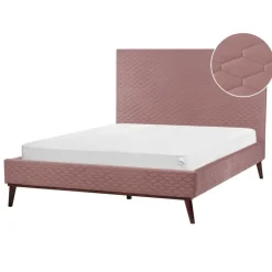 BAYONNE - Tweepersoonsbed - Roze - 140 x 200 cm - Fluweel