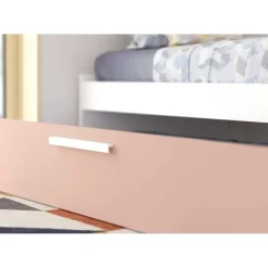 Bed met bedbrug en bedlade Lev-roze/wit