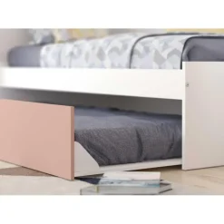 Bed met bedbrug en bedlade Lev-roze/wit