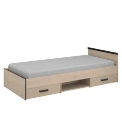 Bed Natan incl. lades - eiken/zwart - 90x200 cm