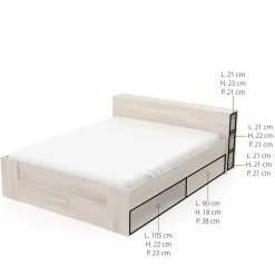 Bed Polly 160 x 200 cm-Kronberg eik