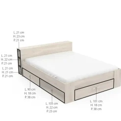 Bed Polly 160 x 200 cm-Kronberg eik