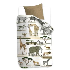 Beddinghouse Kids Jeep Safari dekbedovertrek - 140x200/220 - Naturel