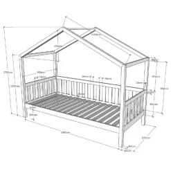 Bedhuisje Dallas 90x200 - antraciet