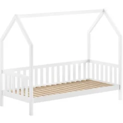 Bedhuisje Home - 90x200 cm - met hekje - wit dennenhout