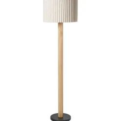 BELESSA - Staande lamp - Lichtbeige - Linnen/Rubberhout