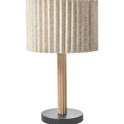 BELESSA - Tafellamp - Lichtbeige - Rubberhout