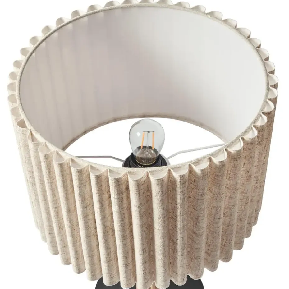 BELESSA - Tafellamp - Lichtbeige - Rubberhout