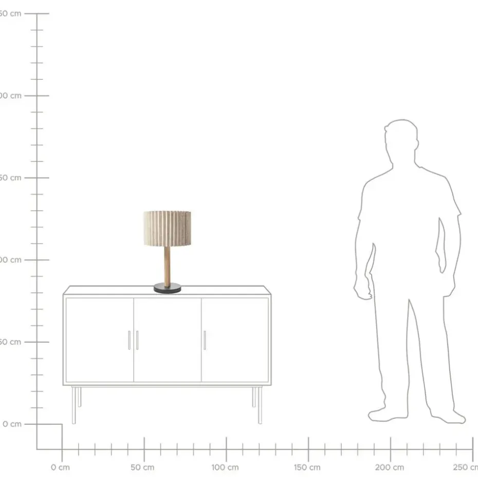 BELESSA - Tafellamp - Lichtbeige - Rubberhout