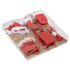 Bellatio decorations Kersthangers - 6x - rood - wintersport