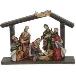 Bellatio decorations Kerststal - met figuren - 20 x 5 x 15 cm