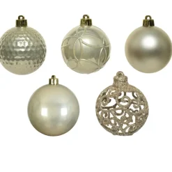 Bellatio decorations Kerstballen - 37x st - champagne - 6 cm