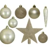 Bellatio Decorations kerstballen - 34-dlg - champagne - kunststof