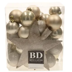 Bellatio Decorations kerstballen - 34-dlg - champagne - kunststof
