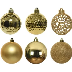 Bellatio Decorations Kerstballen - 37x - kunststof - goud - 6cm
