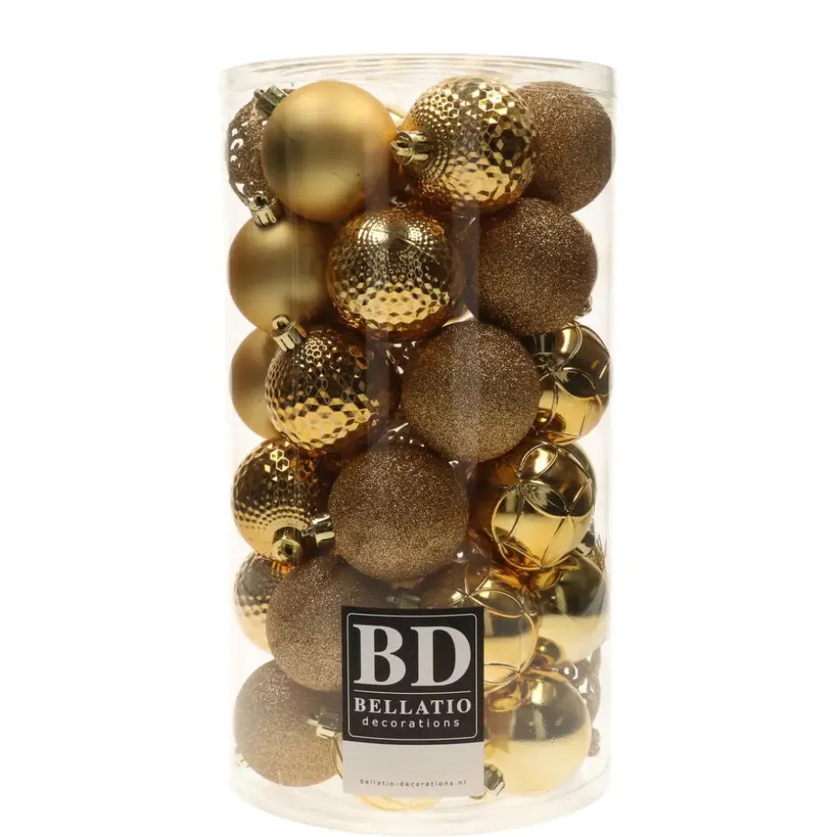 Bellatio Decorations Kerstballen - 37x - kunststof - goud - 6cm