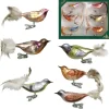 Bellatio Decorations Kersthangers - 6 stuks - vogels op clip - 11 cm