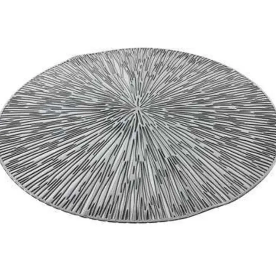 Bellatio design Placemats - 6 stuks - geponst - zilverkleurig - 38 cm