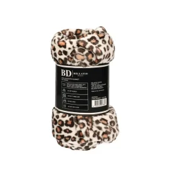 Bellatio design Plaid fleece deken - luipaard print - 120 x 160cm