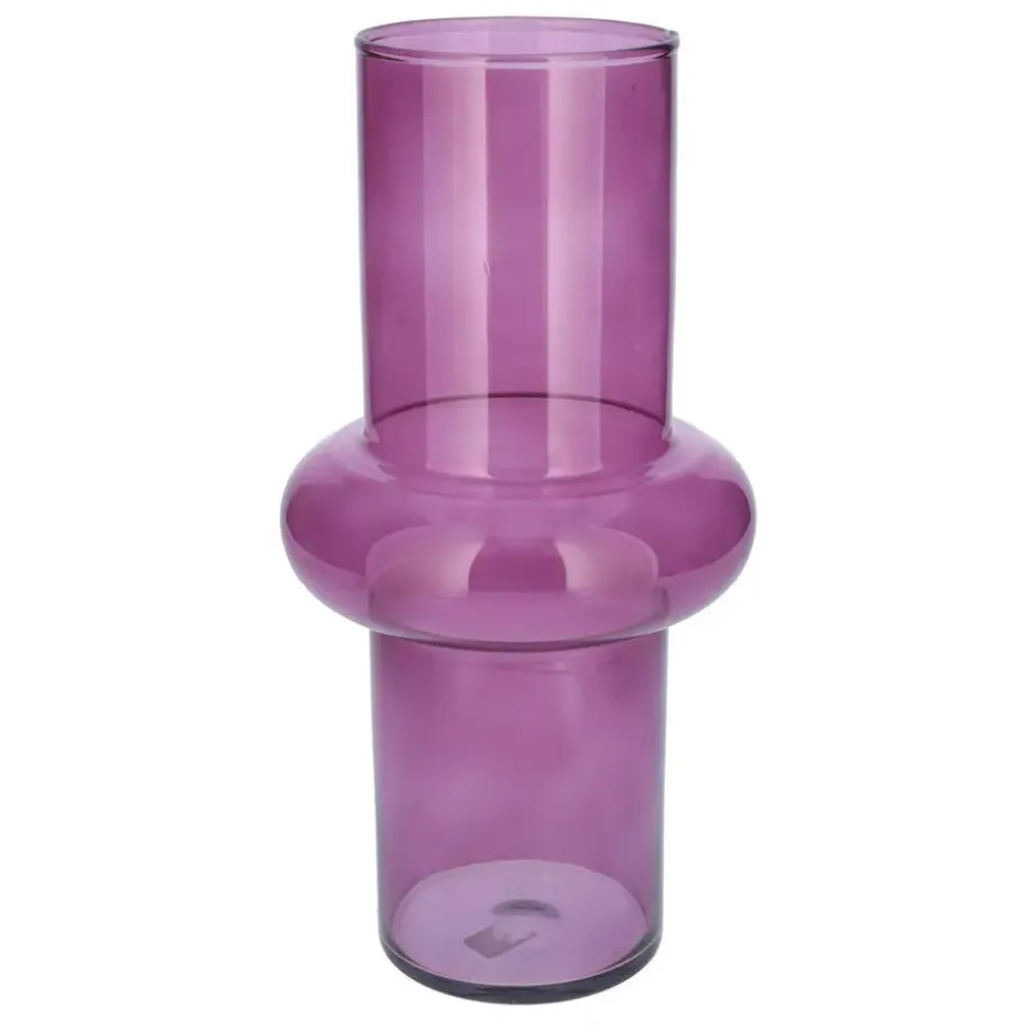 Bellatio Design Vaas - paars transparant glas - D15 x H31 cm