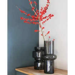 Bellatio Design Vaas - paars transparant glas - D15 x H31 cm