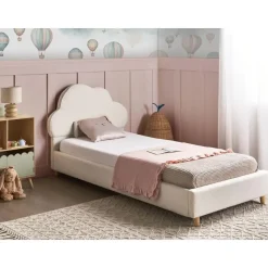 BELLEVUE - Eenpersoonsbed - Gebroken wit - 90 x 200 cm - Bouclé