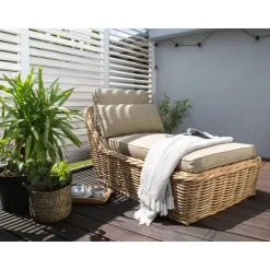 BELSITO - Ligstoel - Taupe - Rotan