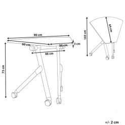 BENDI - Bureau inklapbaar - Wit - 90 x 64 cm - Metaal