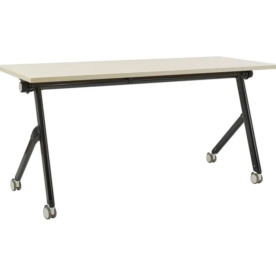 BENDI - Inklapbaar bureau - Lichthout/Zwart - 160 x 60 cm - Staal