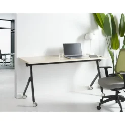BENDI - Inklapbaar bureau - Lichthout/Zwart - 160 x 60 cm - Staal