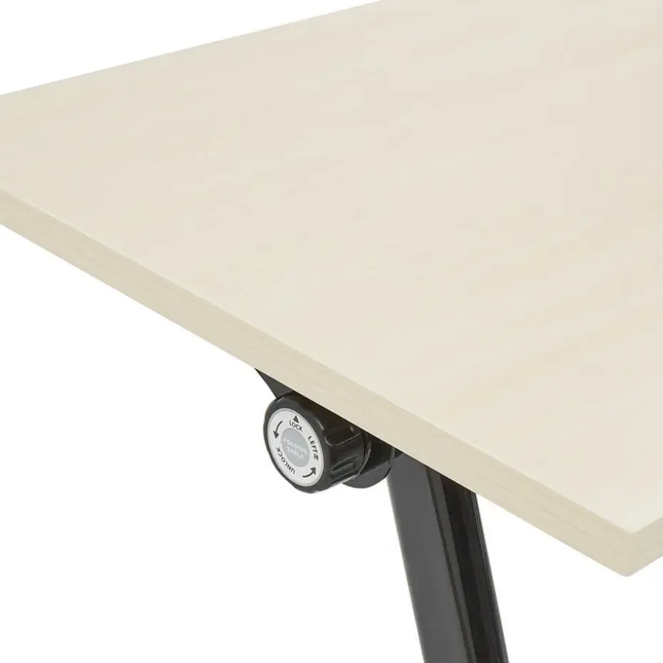 BENDI - Inklapbaar bureau - Lichthout/Zwart - 160 x 60 cm - Staal