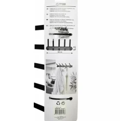 Benson Kapstok - zwart - metaal - 5 haken - wandkapstok - 30 cm