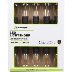 Benson Lichtsnoer - LED - 10 lampen - 700 cm - warm wit - timer