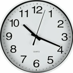 Benson Wandklok/muur klok - wit - kunststof - Dia 20 cm