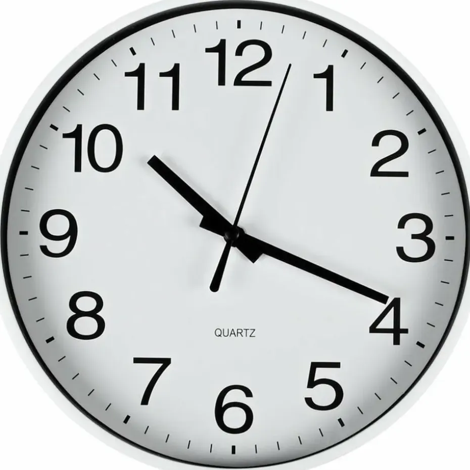Benson Wandklok/muur klok - wit - kunststof - Dia 20 cm