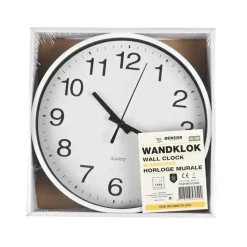Benson Wandklok/muur klok - wit - kunststof - Dia 20 cm