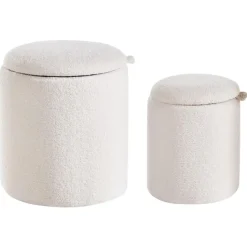 BEREA - Poef set van 2 - Gebroken wit - Bouclé