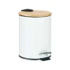 Berilo Prullenbak/pedaalemmer - wit - 3 liter - metaal/bamboe
