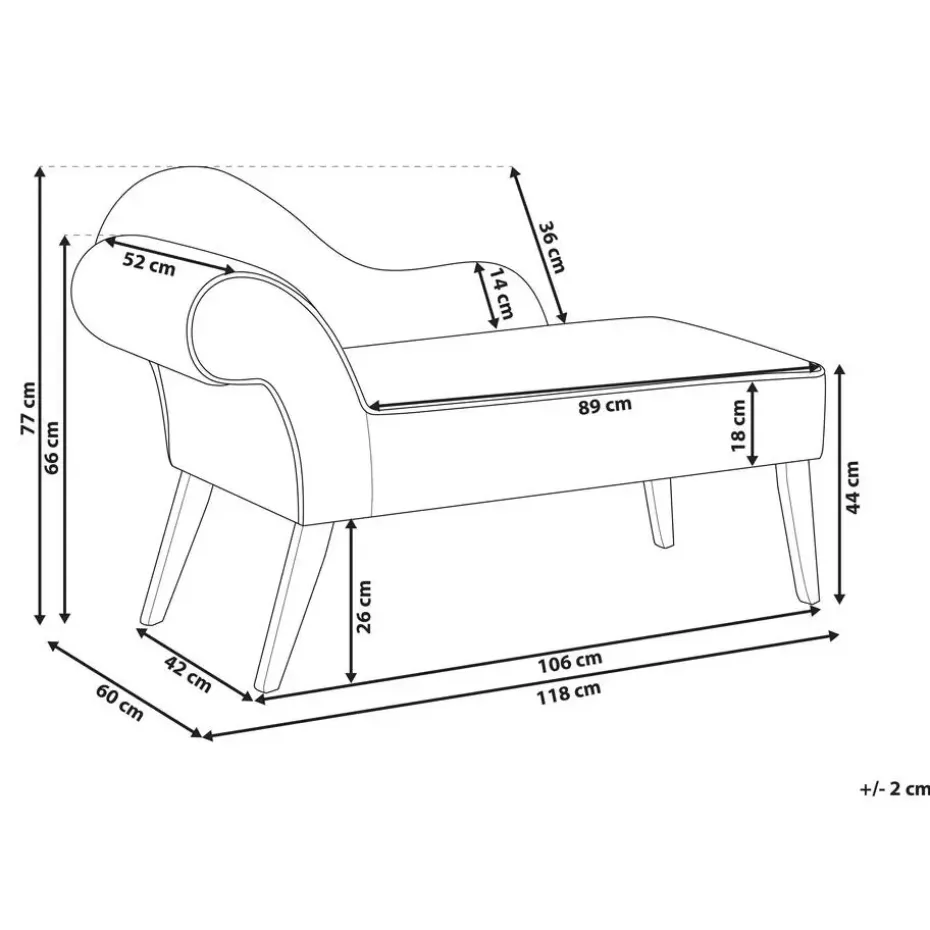 BIARRITZ - Chaise longue - Wit - Linkerzijde - Polyester