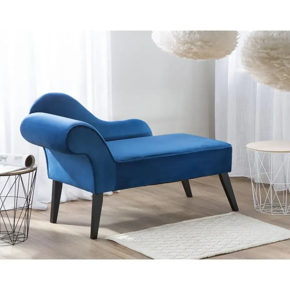 BIARRITZ - Chaise longue - Blauw - Linkerzijde - Fluweel