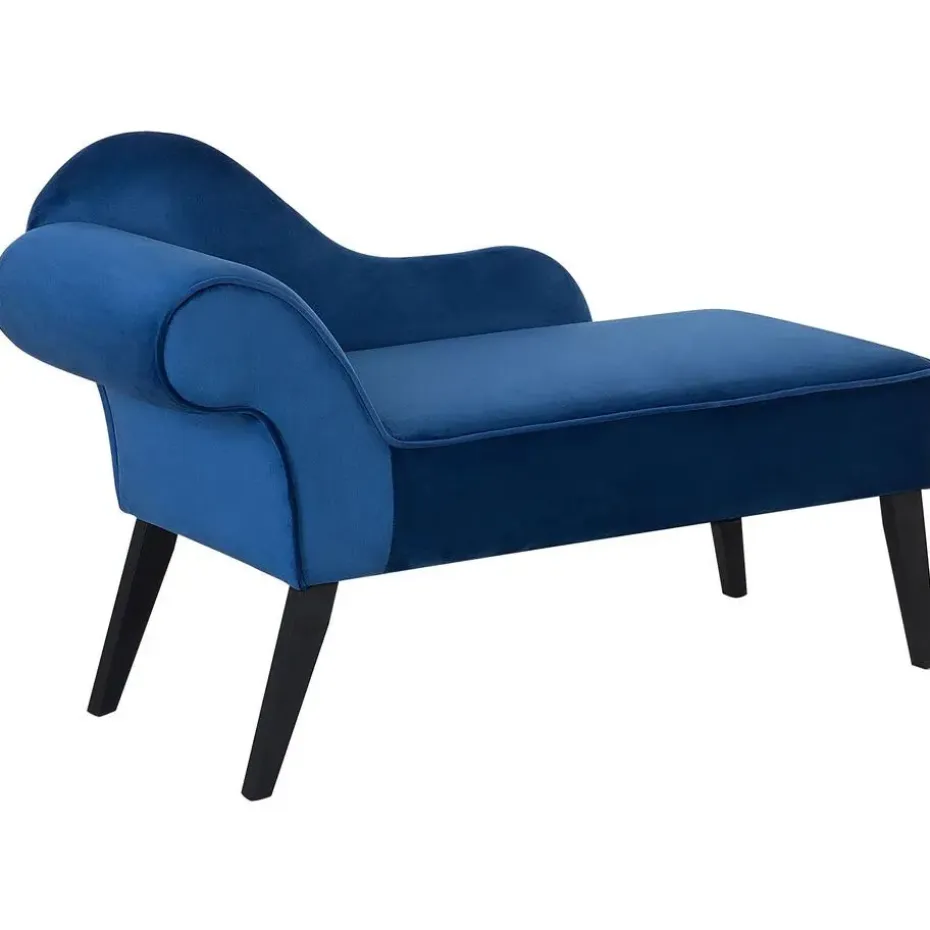BIARRITZ - Chaise longue - Blauw - Linkerzijde - Fluweel