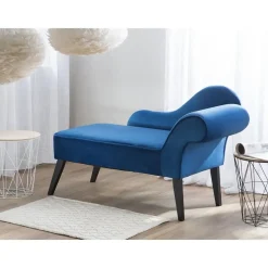 BIARRITZ - Chaise longue - Blauw - Rechterzijde - Fluweel