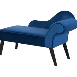BIARRITZ - Chaise longue - Blauw - Rechterzijde - Fluweel