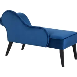 BIARRITZ - Chaise longue - Blauw - Rechterzijde - Fluweel