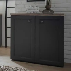 Bijzetkastje Norah 82cm met 2 deuren - grijs/bruin