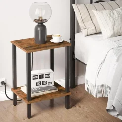 Bijzettafel - industrieel - 55x38x30 cm - vintage bruin